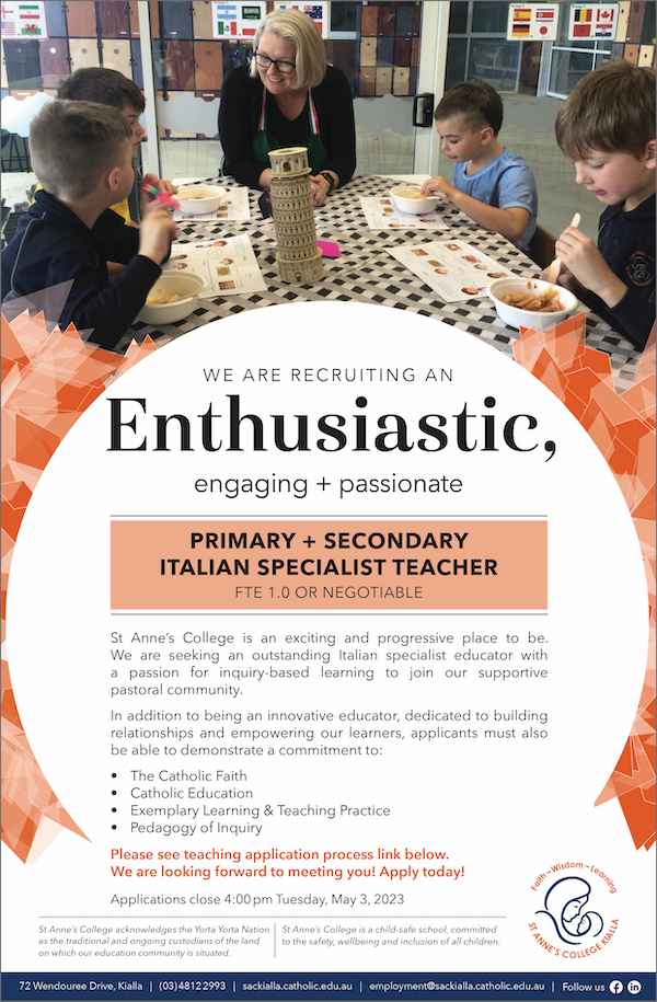 St Annes College Italian Specialist Teacher Position January 2023 Job Advert