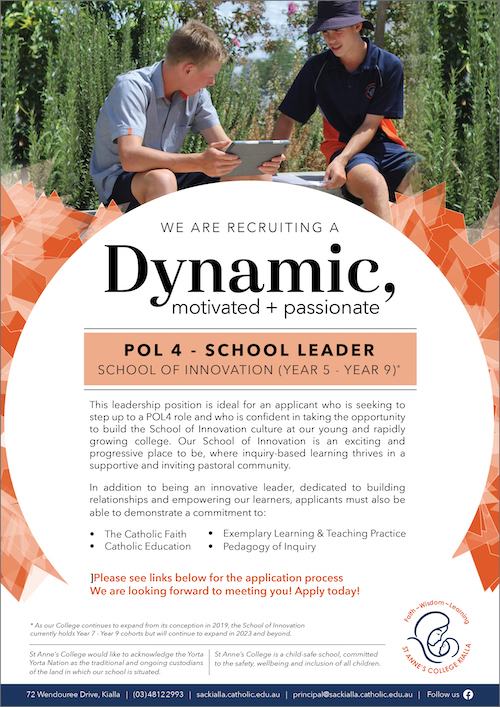 St Annes College SOI Leader Position May 2022 Job Advert no end date