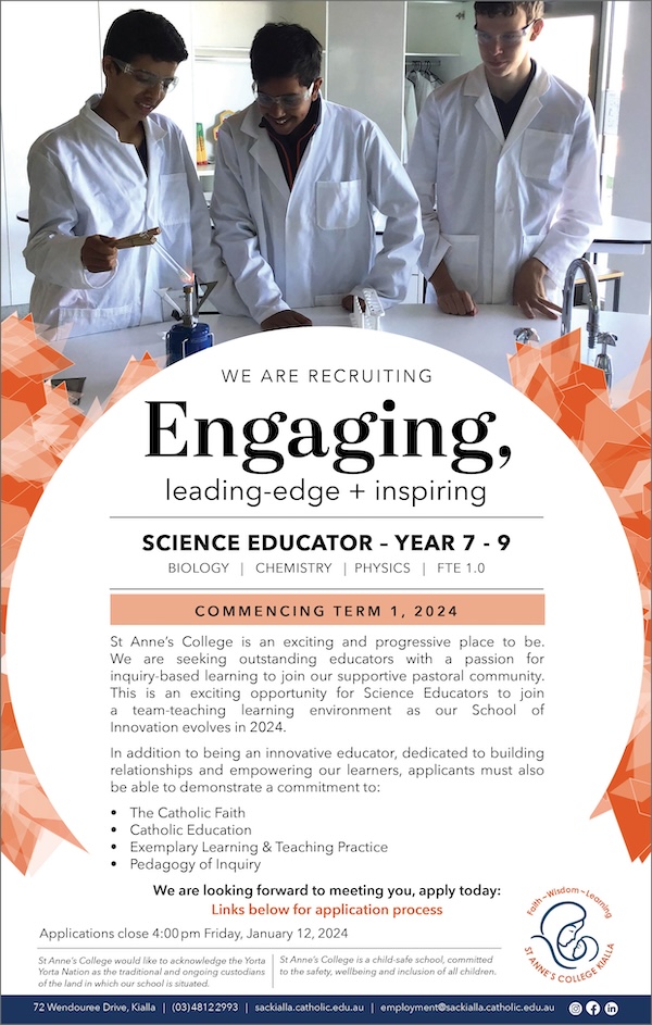 St Annes College SOI Science Teaching Position 2024 website